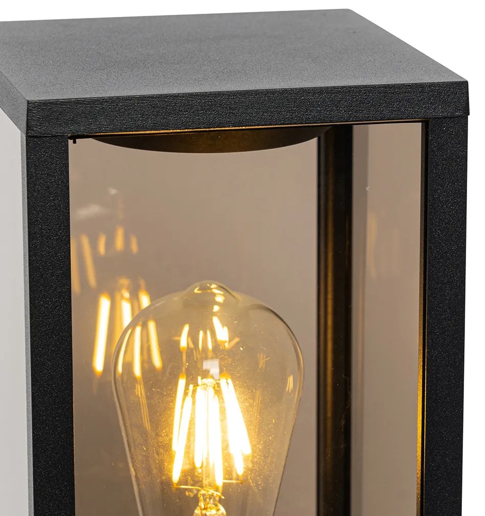 Vonkajšia stojaca lampa čierna s dymovým sklom 40 cm IP44 - Charlois