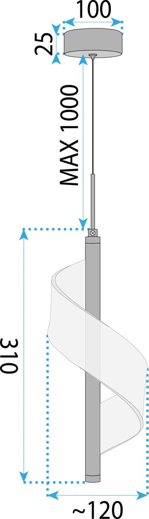 Toolight Toolight, LED závesné svietidlo, 12W, 4000K, 4500lm, G121-CP, zlatá, OSW-02601