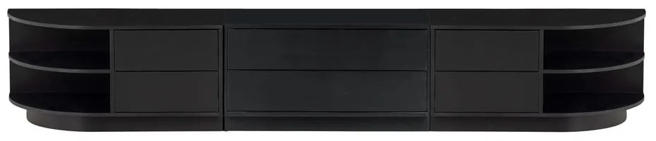 Čierny modulárny TV stolík z borovicového dreva 231x40 cm Finca – WOOOD