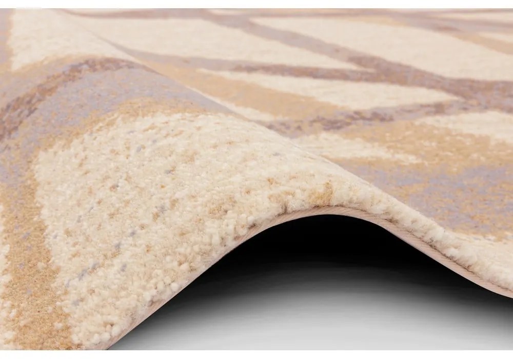 Béžový vlnený koberec 100x180 cm Sticks – Agnella