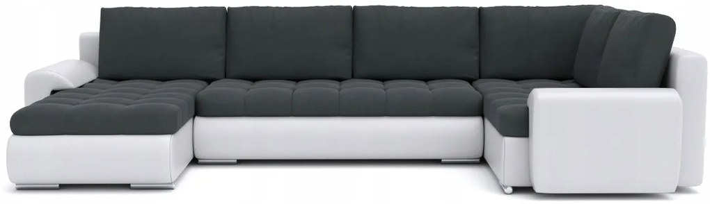 Luxusná rozkladacia pohovka v tvare U, bielo čiernej farby 303 x 183 cm