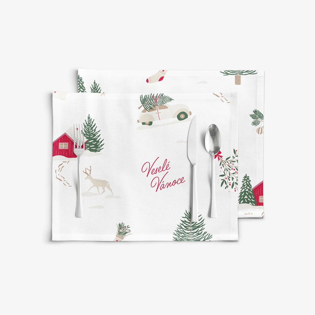 Goldea vianočné prestieranie na stôl z pevnej bavlny - české vianoce - sada 2ks 30 x 40 cm