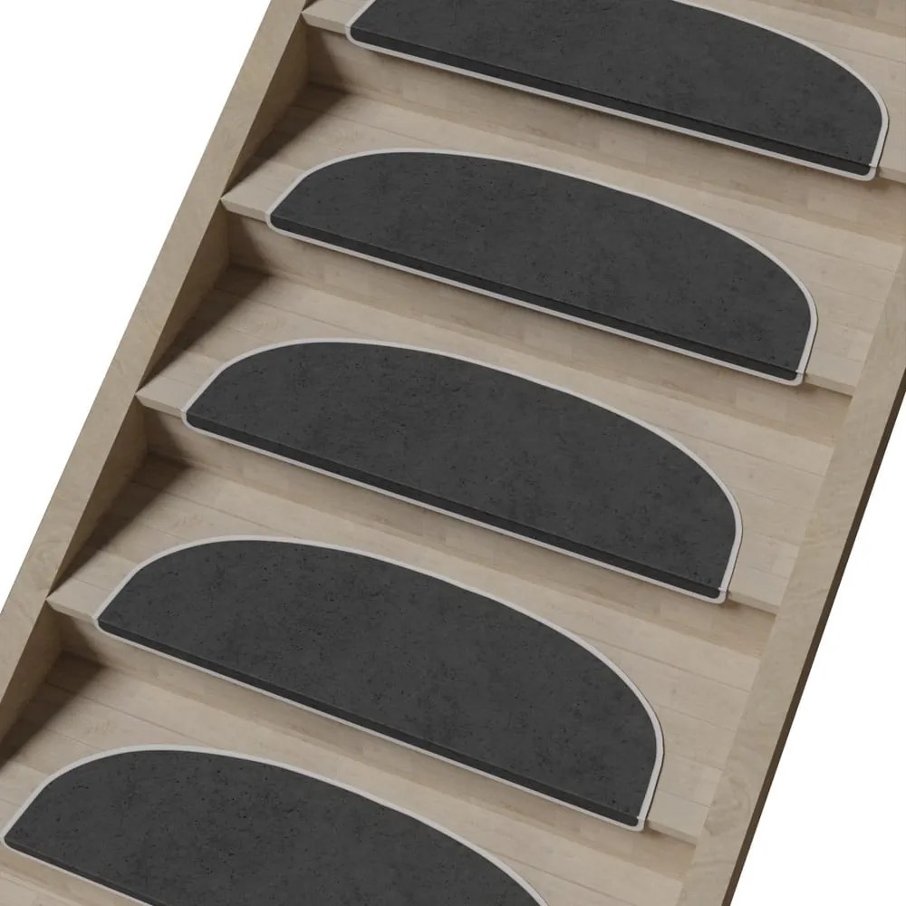 Tmavosivé nášľapy na schody v súprave 16 ks 20x65 cm Plain Color – Vitaus