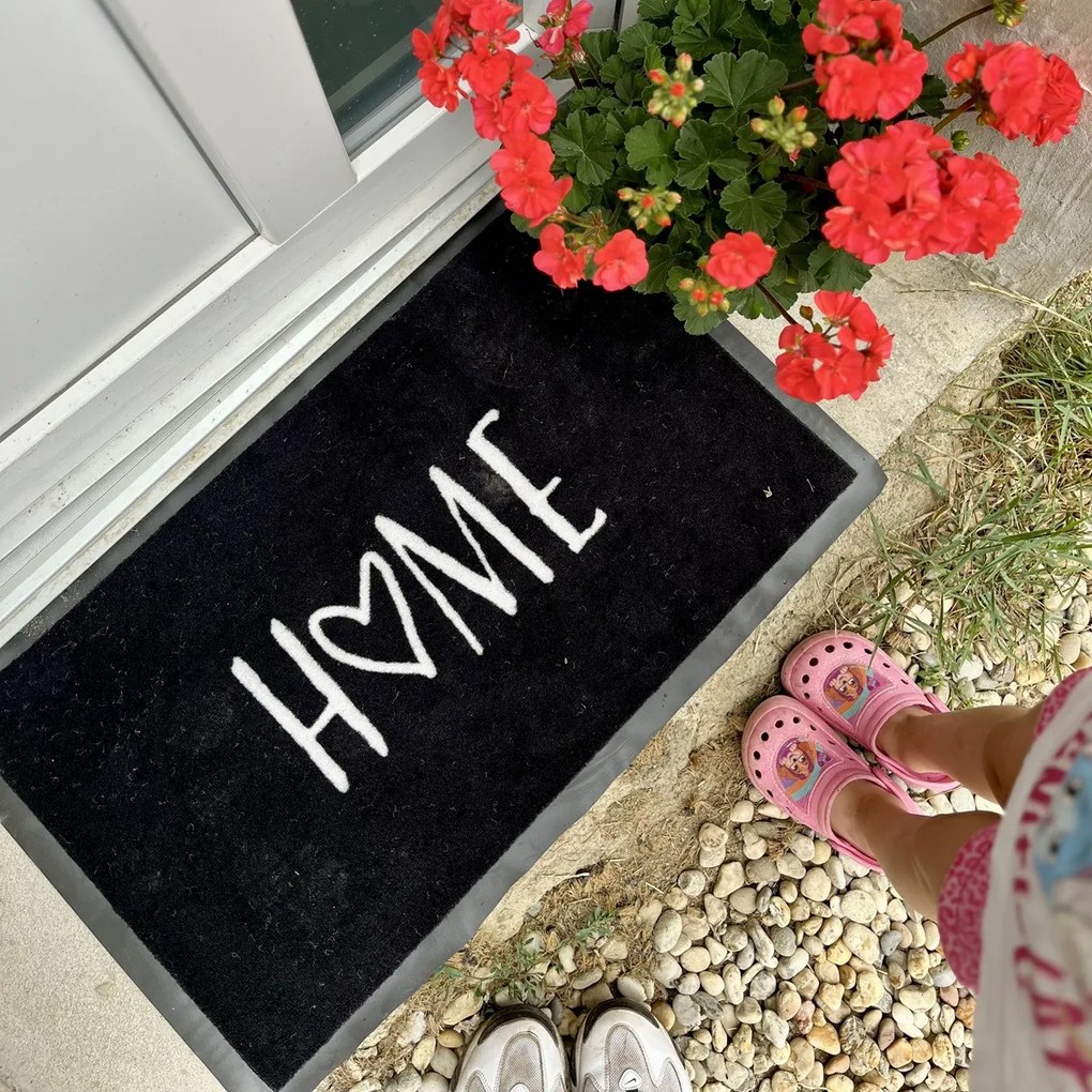 Mujkoberec Original, Protišmyková rohožka Home 104503 Anthracite / Cream – na von aj na doma, 45x75, čierna, chodba / predsieň