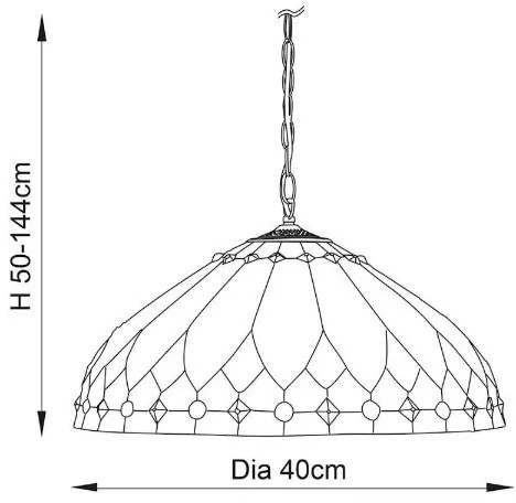 Endon 63977 - Luster na reťazi Tiffany BROOKLYN 1xE27/60W/230V pr. 40 cm