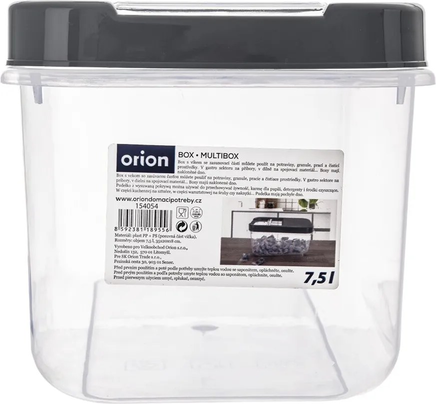 2. akosť - Dóza na potraviny, veľkokapacitný box SLOP, sivé posuvné veko - 7,5 l