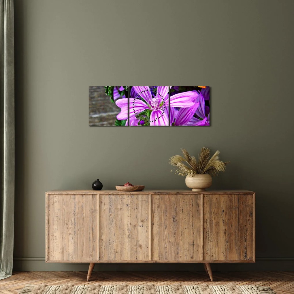 Obraz - lúčne kvety (s hodinami) (90x30 cm)