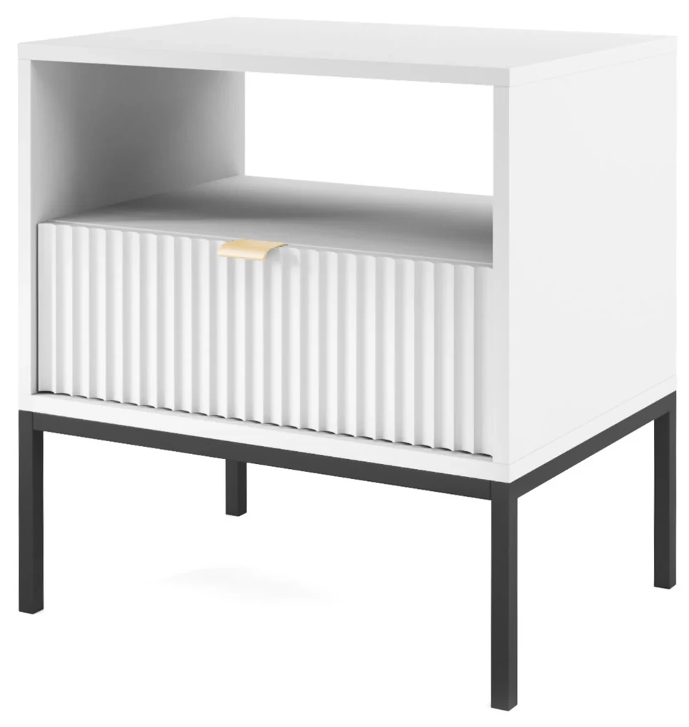 PROXIMA.store - Dizajnový nočný stolík - NOVA FARBA: biela, FARBA NÔH: zlatá