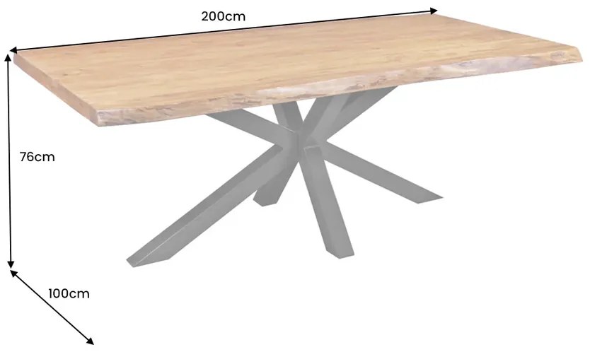 Jedálenský stôl MAMMUT 200 cm akáciové drevo 50 mm prírodná hnedá