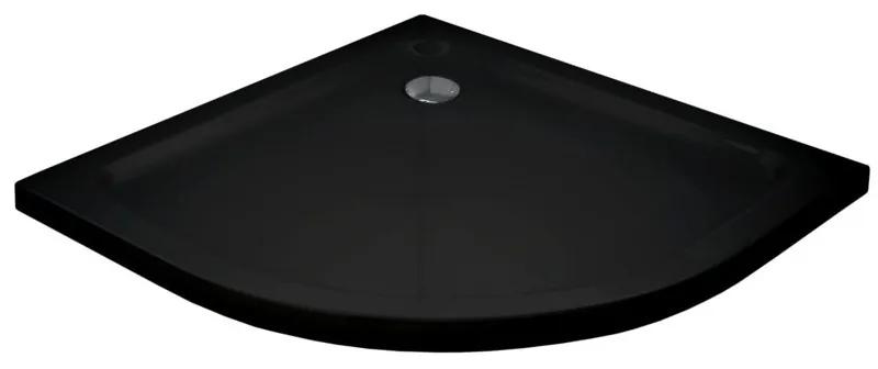 Sprchová vanička polkruhová MEXEN SLIM čierna, 80x80 cm + sifón
