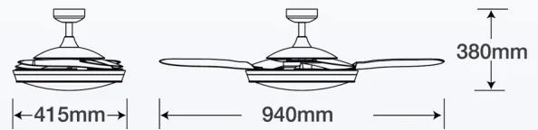 FANAWAY 212982- Stropný ventilátor EVORA 2xE27/20W/230V chróm + diaľkové ovládanie