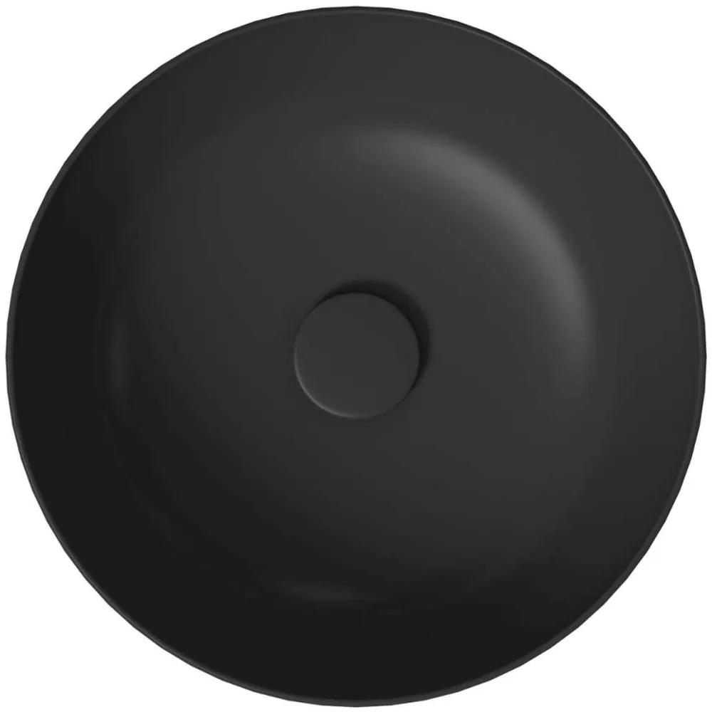 KIELLE Idolio okrúhle umývadlo na dosku bez otvoru, bez prepadu, priemer 400 mm, antracit, s povrchom PureShield, 30624404