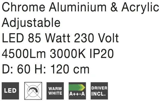 LED luster Aria 75W 60 chrome