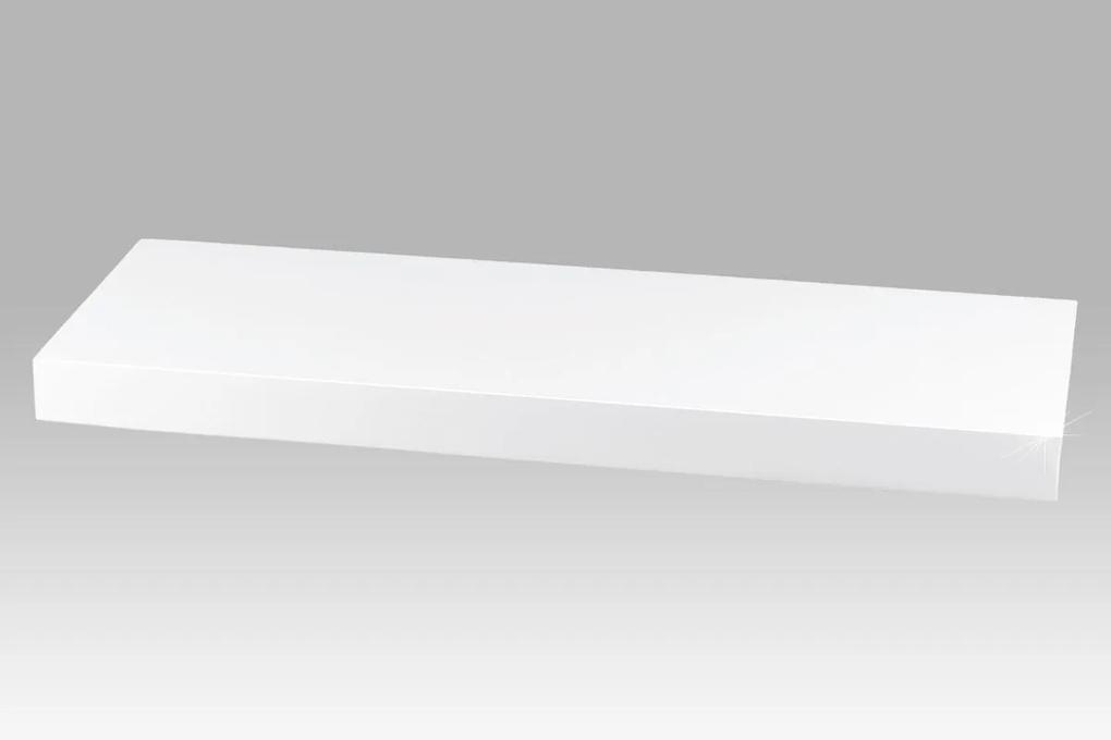 Autronic -  Polička nástenná 60 cm, MDF, farba biely vysoký lesk, baleno v ochranej fólii - P-001 WT