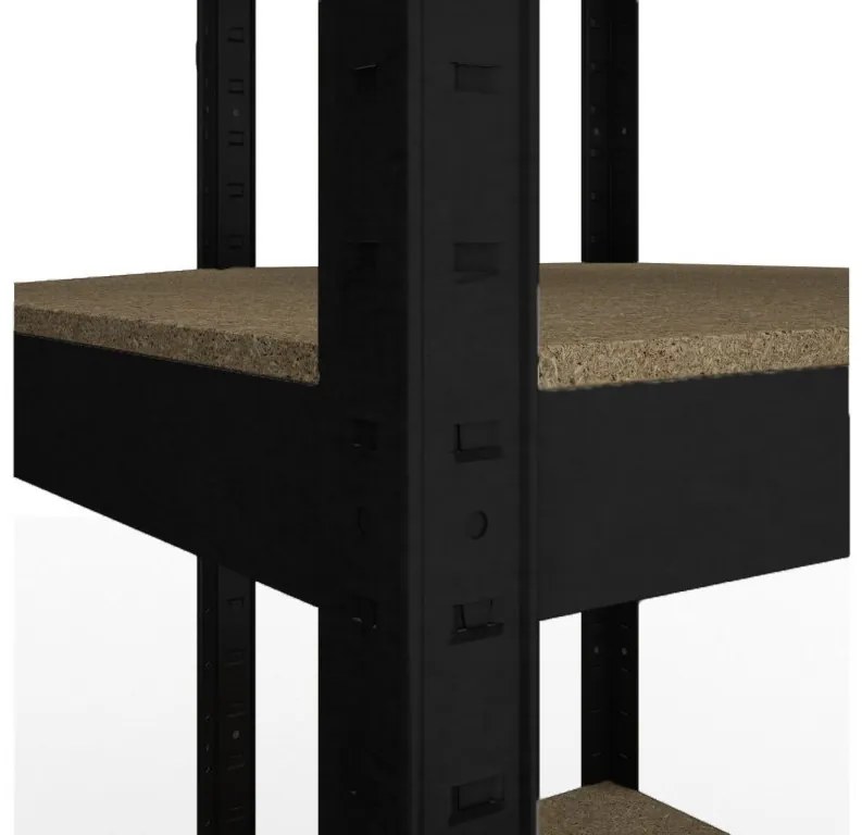 Fistar Rohový regál 1800x900x400x705 mm lakovaný 5-policový, nosnosť 750 kg - ČIERNY