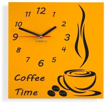 Coffee Time nástenné kuchynské hodiny žltá