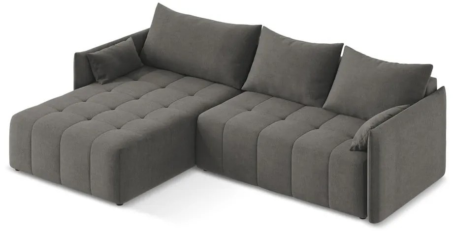 Tmavosivá rozkladacia/s úložným priestorom rohová pohovka (ľavý roh/s leňoškou) Moku – Makamii