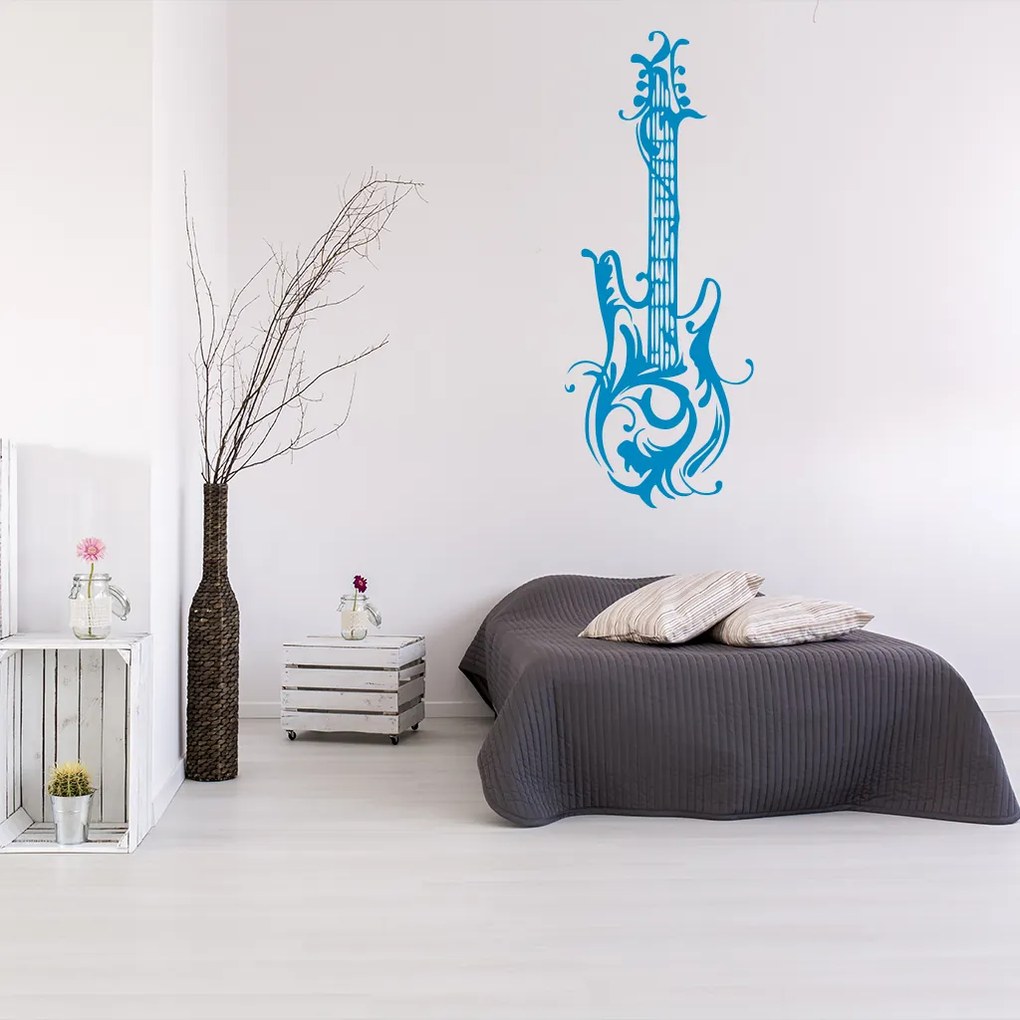 Veselá Stena Samolepka Dizajnová gitara Farba: ružová, Veľkosť: 60 x 22 cm