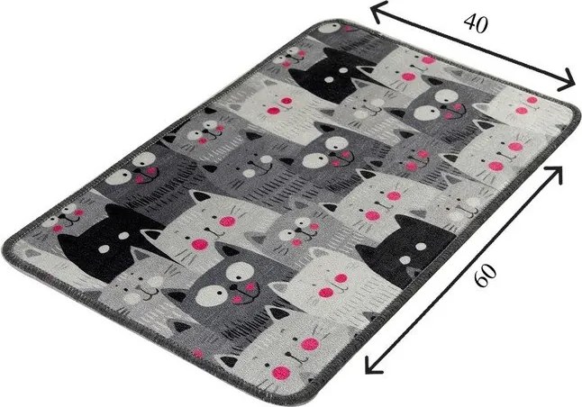 Sivá kúpeľňová predložka 40x60 cm Meow – Foutastic