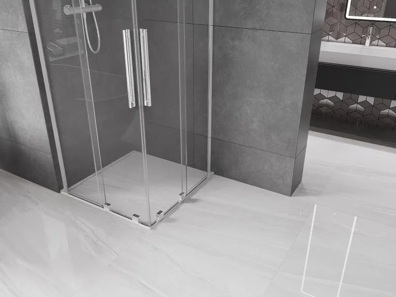 Mexen Velar L Duo, sprchový kút s posuvnými dverami 90 x 90 cm, 8mm číre sklo, chrómová, 871-090-090-02-03-01
