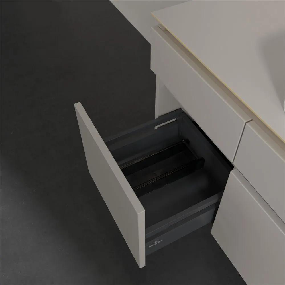 VILLEROY &amp; BOCH Legato závesná skrinka pod umývadlo na dosku (umývadlo v strede), 5 zásuviek, 1400 x 500 x 550 mm, Soft Grey, B76000VK