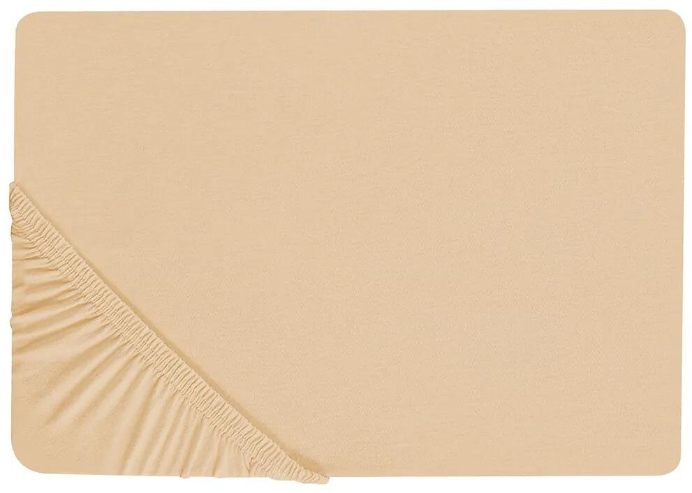 Bavlnená posteľná plachta 160 x 200 cm piesková béžová JANBU Beliani