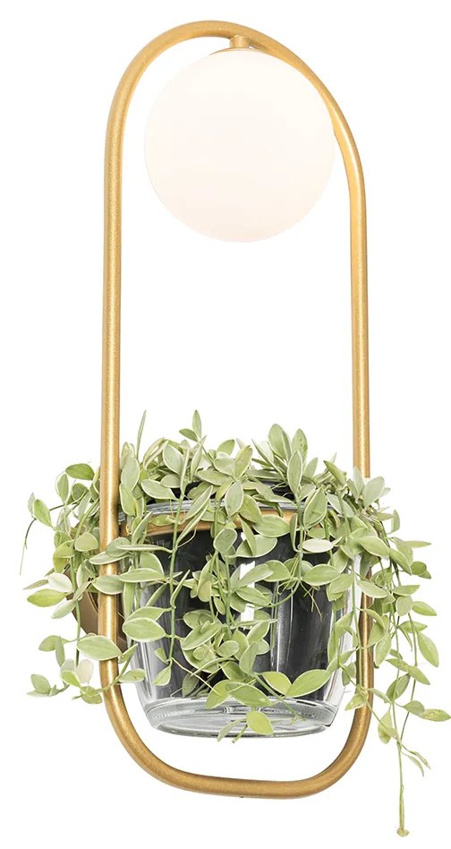Art Deco nástenná lampa zlatá s bielym sklom - Isabella