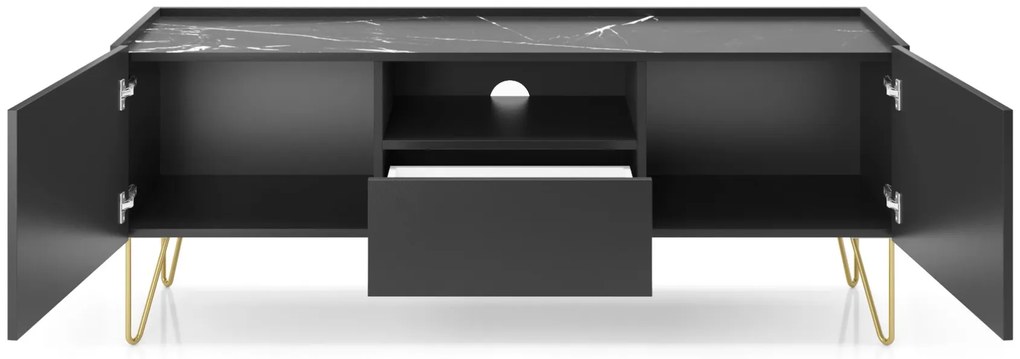 TV STOLÍK EDEN ČIERNOŠEDÝ + MRAMOR