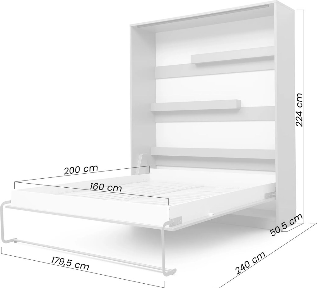 Moderná vertikálna sklápacia posteľ 160 × 200 cm – Congo / kašmír