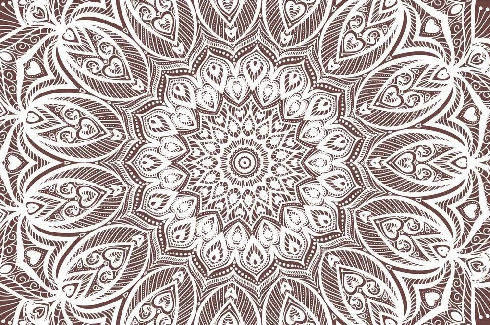 Samolepiaca tapeta Mandala harmónie na hnedom pozadí - 225x150