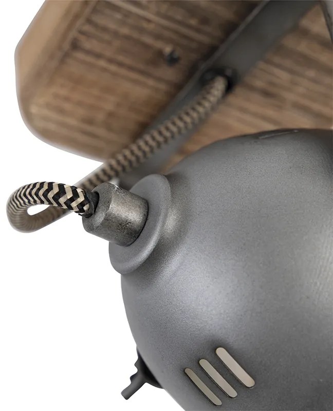 Priemyselné bodové svetlo oceľ s drevom naklápateľné - Emado