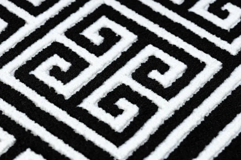 Dywany Łuszczów, Behúň Gloss 6776 85 greek black/ivory, 70x300, čiernobiela, obývacia izba
