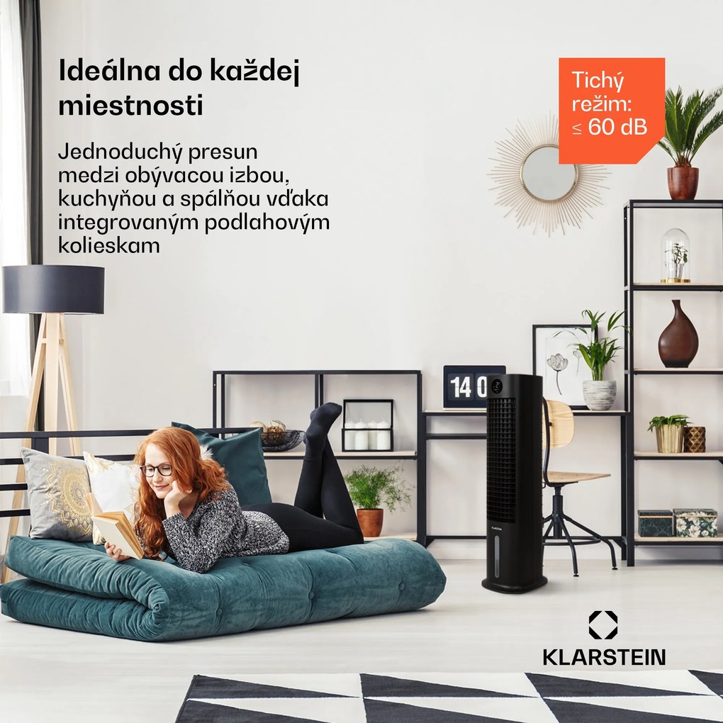 Klarstein Skytower Grand Smart, ochladzovač vzduchu, 80 W, 460 m³/h, 8 l, mobilný
