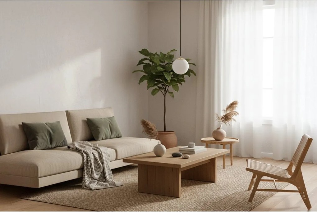 Závesné svietidlo Florence, 1x biele sklenené tienidlo, g/b