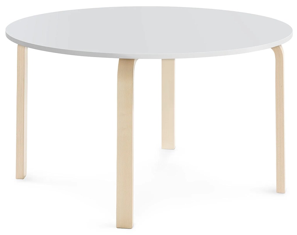 Stôl ELTON, Ø 1200x640 mm, laminát - biela, breza