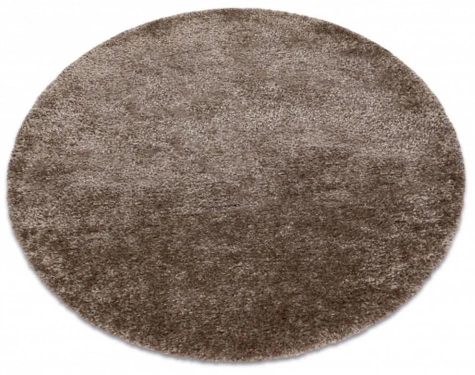 Kusový koberec shaggy Flufy béžový kruh 100cm