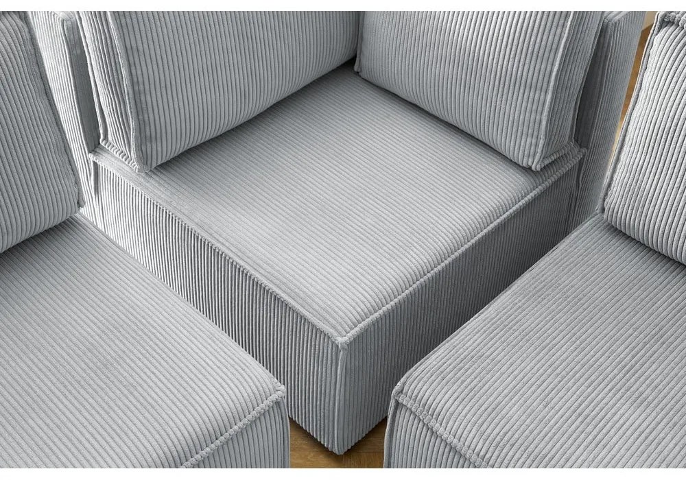 Svetlosivá menčestrová rohová pohovka (pravý roh/do tvaru "U") Nihad modular – Bobochic Paris