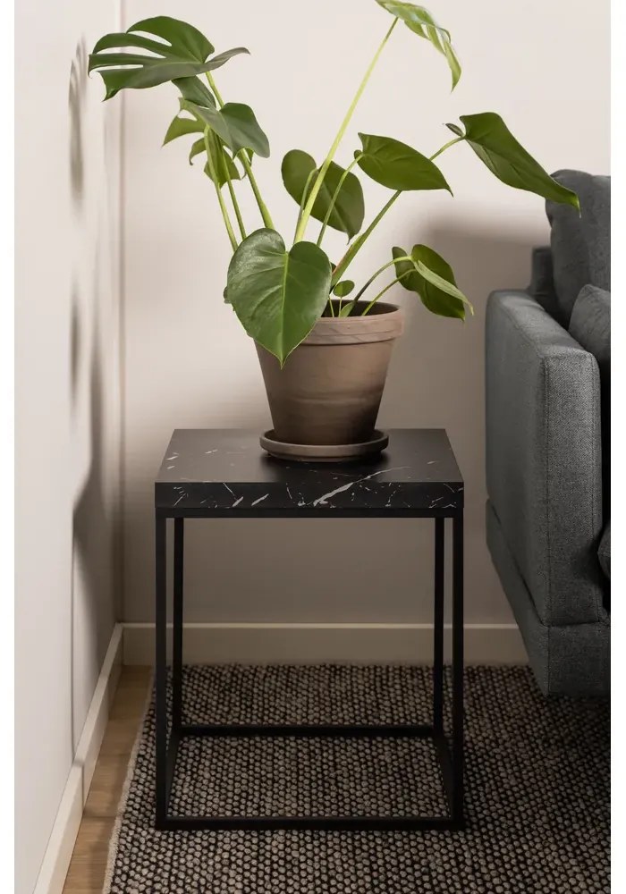 Odkládací stolek Barossa 40 cm mramor/černý