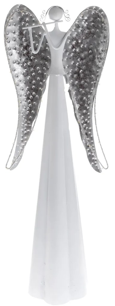 Kovový anjel so svietiacimi krídlami, 64 cm, LED svetlo