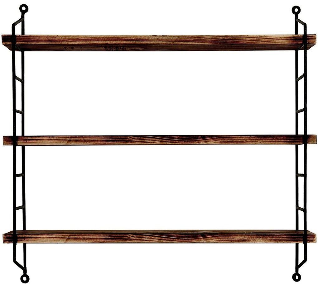 Nástenná polica Waren 60 cm z masívu čierna/orech