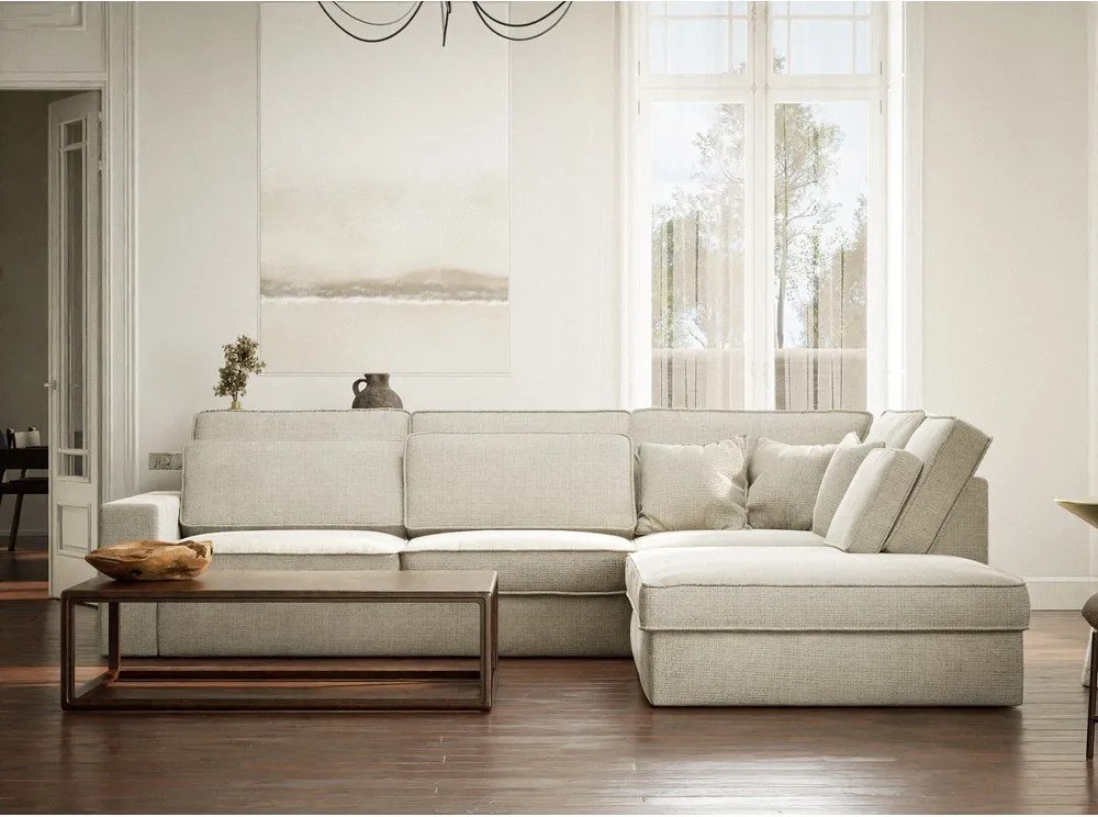 Sivobéžová ženilková rohová pohovka (pravý roh/do L) Kirou – Maison de Rêve