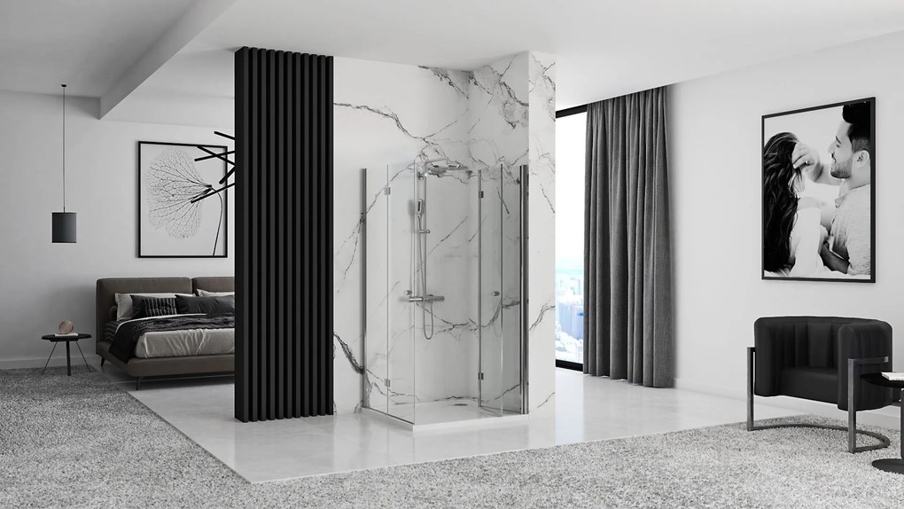 Obdĺžnikový zalamovací sprchový kút REA FOLD N2 70x110 cm, chróm/transparent - bez vaničky