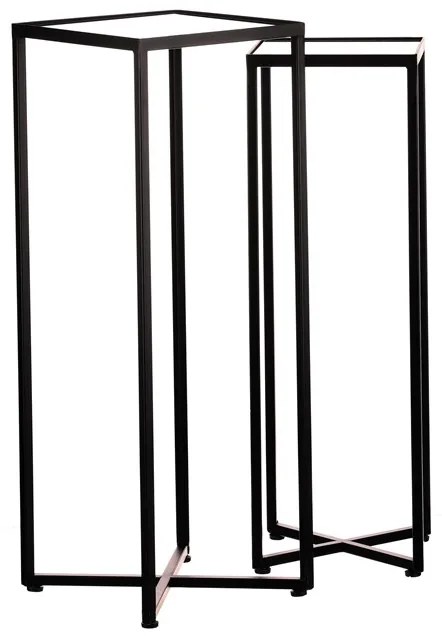 Autronic BONTEC Stojan na kvety - kovové rámy, sklenená doska, cena za sadu 2 ks Farba: Čierna