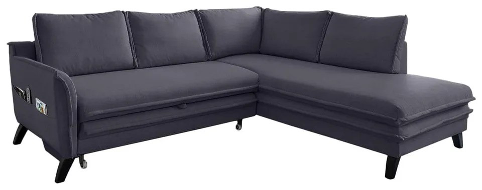 Antracitovosivá rozkladacia rohová pohovka Miuform Charming Charlie L, pravý roh