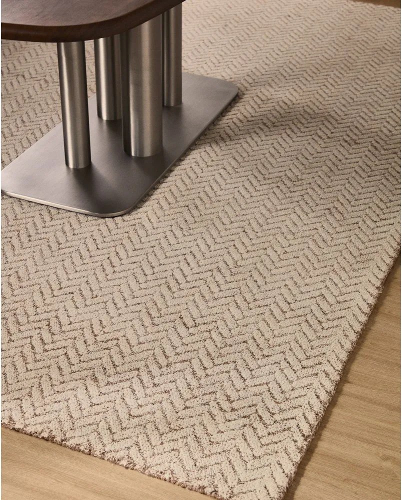 Krémový ručne tkaný vlnený koberec 160x230 cm Calira – Kave Home