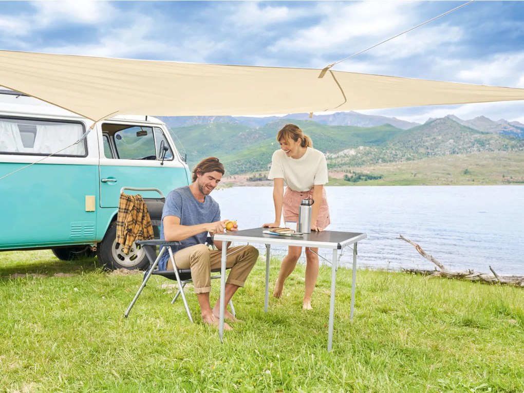 CountrySide Kempingové polohovacie skladacie kreslo s opierkou hlavy CS-10133 šedočierne