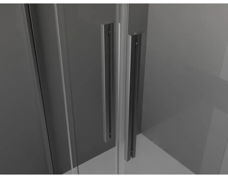 Mexen Velar L Duo, posuvné sprchové dvere do otvoru 160 cm, 8mm sklo námraza, brúsený grafit, 871-160-003-32-95
