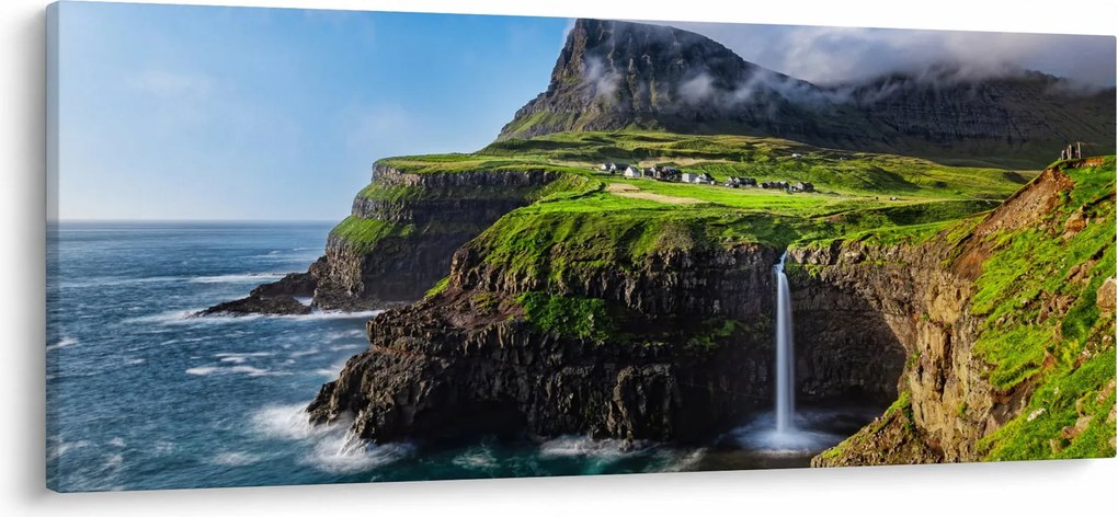 Obraz - Vodopád Múlafossur (120x50 cm)