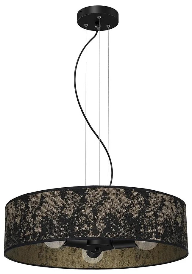 Luster na lanku SATINO 3xE27/60W/230V čierna/zlatá