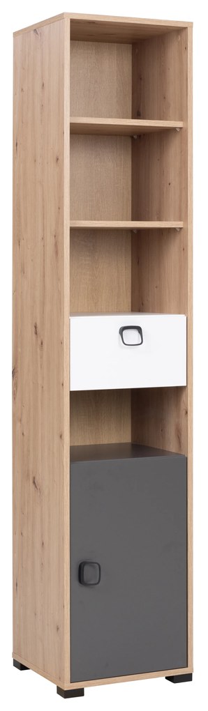 Regál Kevyt 3 (dub artisan + biela + grafit). Akcia -19%. Vlastná spoľahlivá doprava až k Vám domov. 1087387